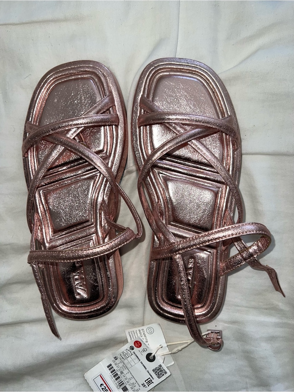 Zara Metallic Rose Gold Strappy Women's Sandals